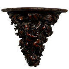 19th Century French Walnut Wall Shelf with Carved Cherubs 8