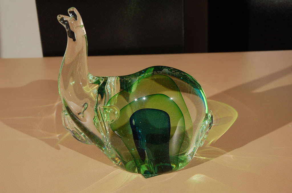 Colorful Murano glass elephant sculpture.