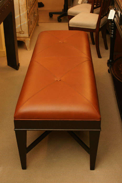 Walnut Bench with Leather Top