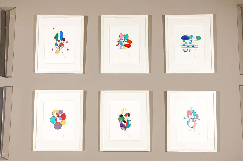 Set of Six Geometric Acrylic Paintings
