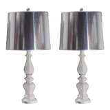 Pair of White Candlestick Lamps