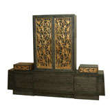 Beautiful Carved Bamboo 2 Piece Cabinet By James Mont