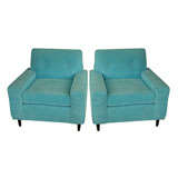 Pair Of Chenille Upholstered Club Chairs