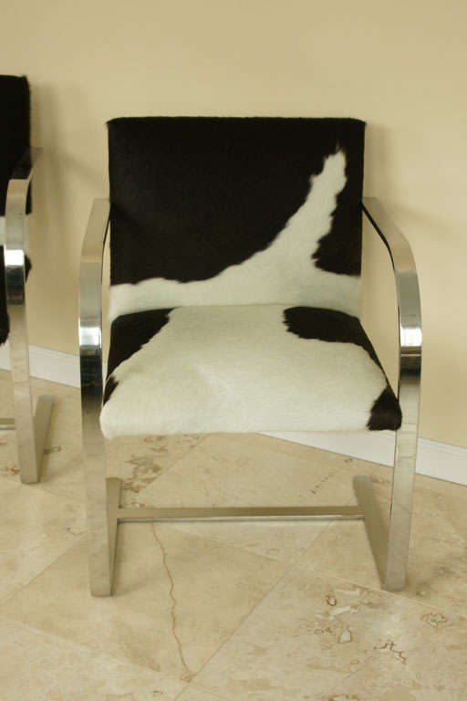 Late 20th Century Pair Of Cowhide Brno Chairs