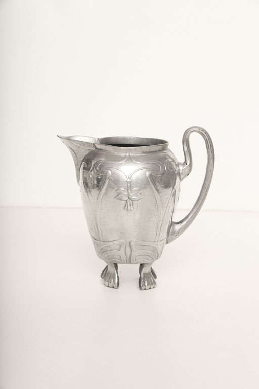 Art Nouveau German Pewter Tea Service Vintage For Sale 2