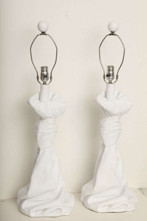 John Dickinson Style Sculptural Plaster Pair of Lamps