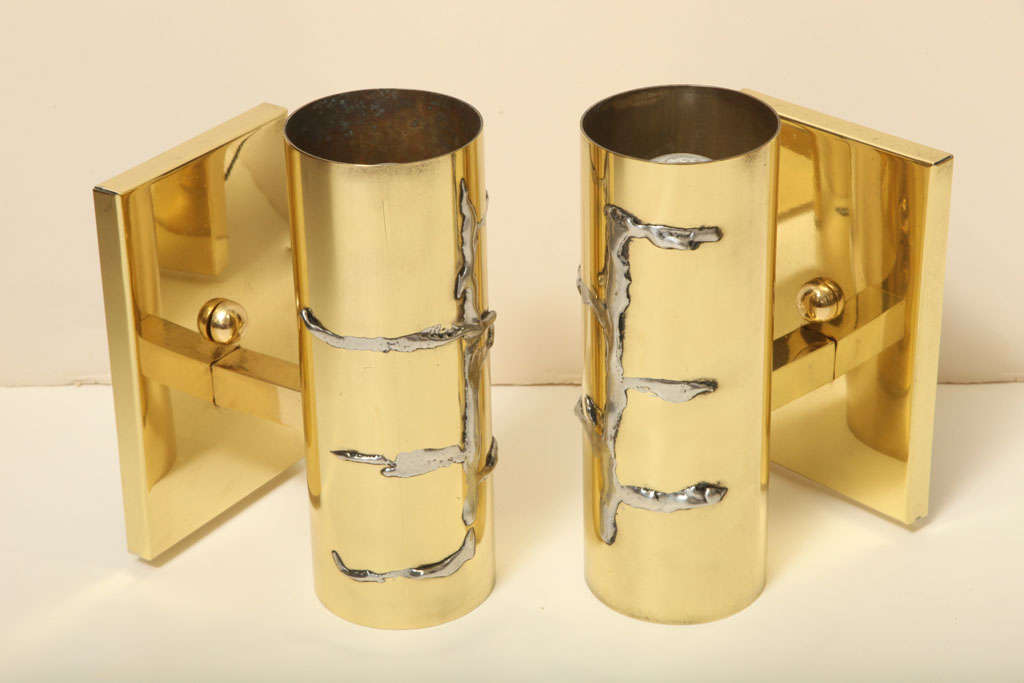 American Modernist and Cylindrical Brass Wall Sconces