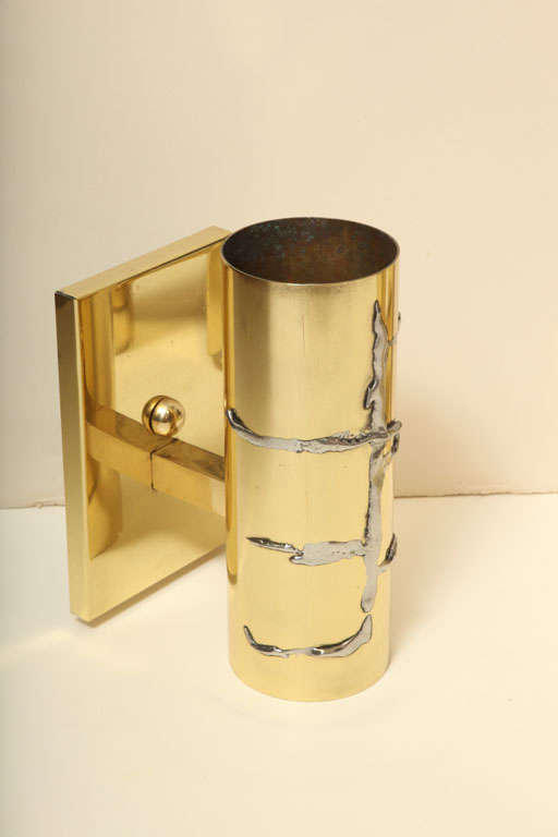 Modernist and Cylindrical Brass Wall Sconces 1