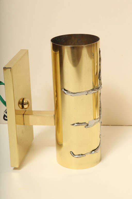 Modernist and Cylindrical Brass Wall Sconces 2
