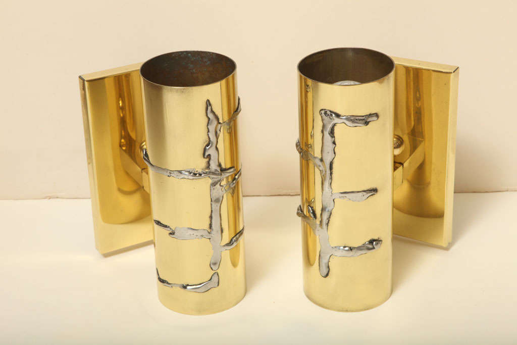 Modernist and Cylindrical Brass Wall Sconces 5