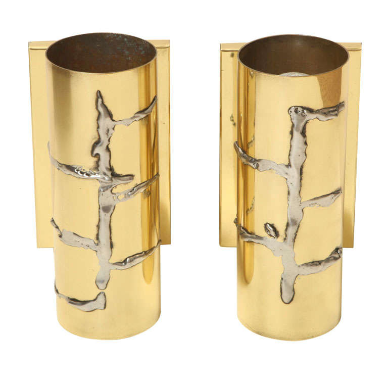 Modernist and Cylindrical Brass Wall Sconces