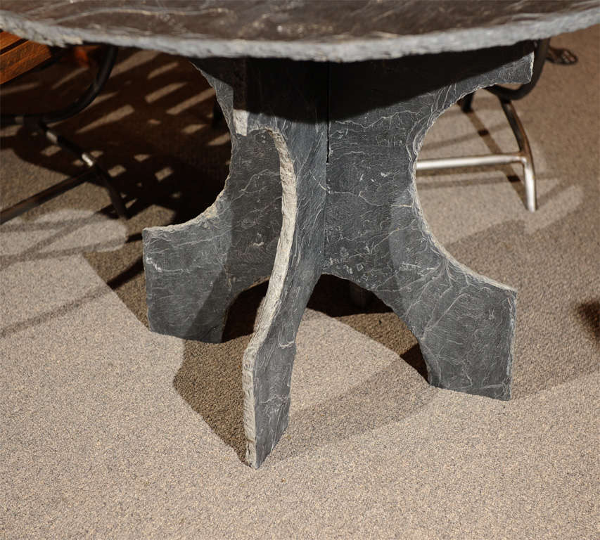 French Round Slate Table In Good Condition In San Francisco, CA