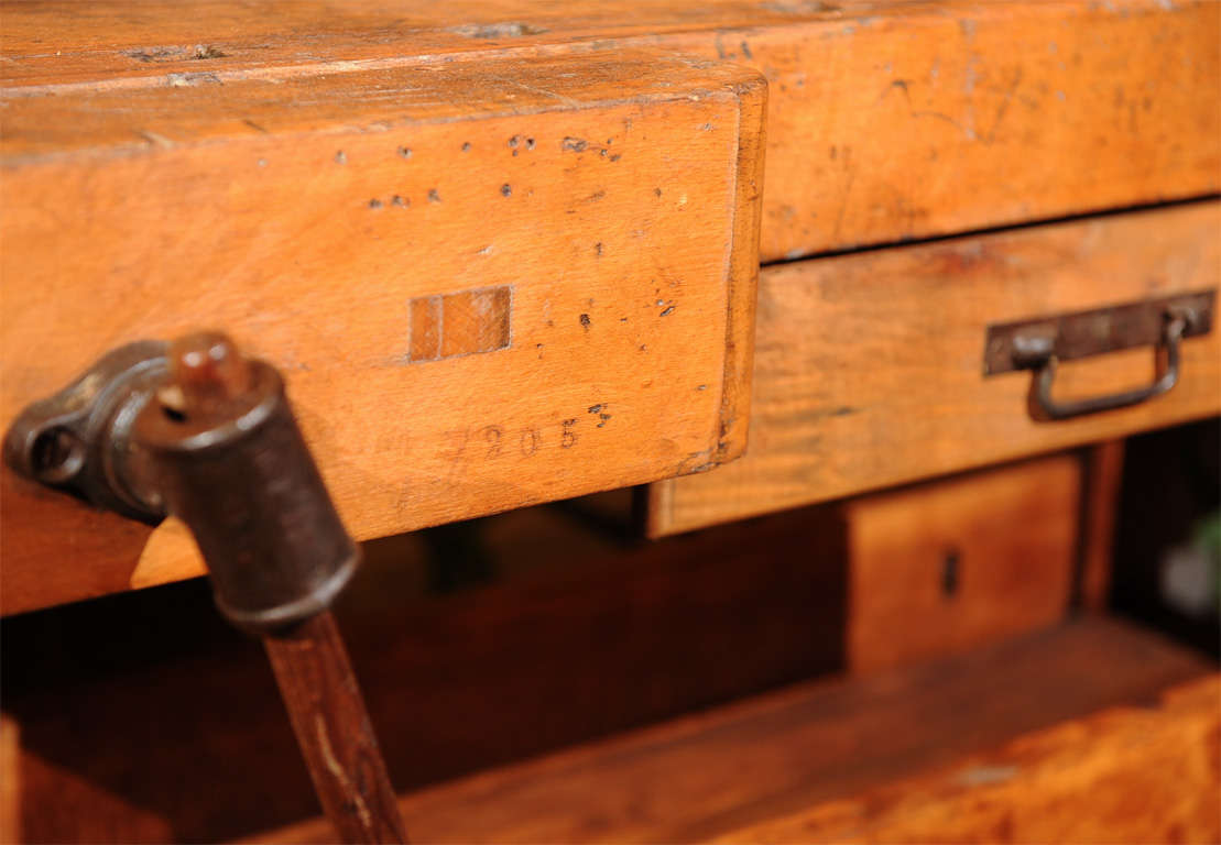 Wood  19th C. Industrial Work Bench