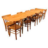 Long bistro Table with a set of 10 bistro chairs