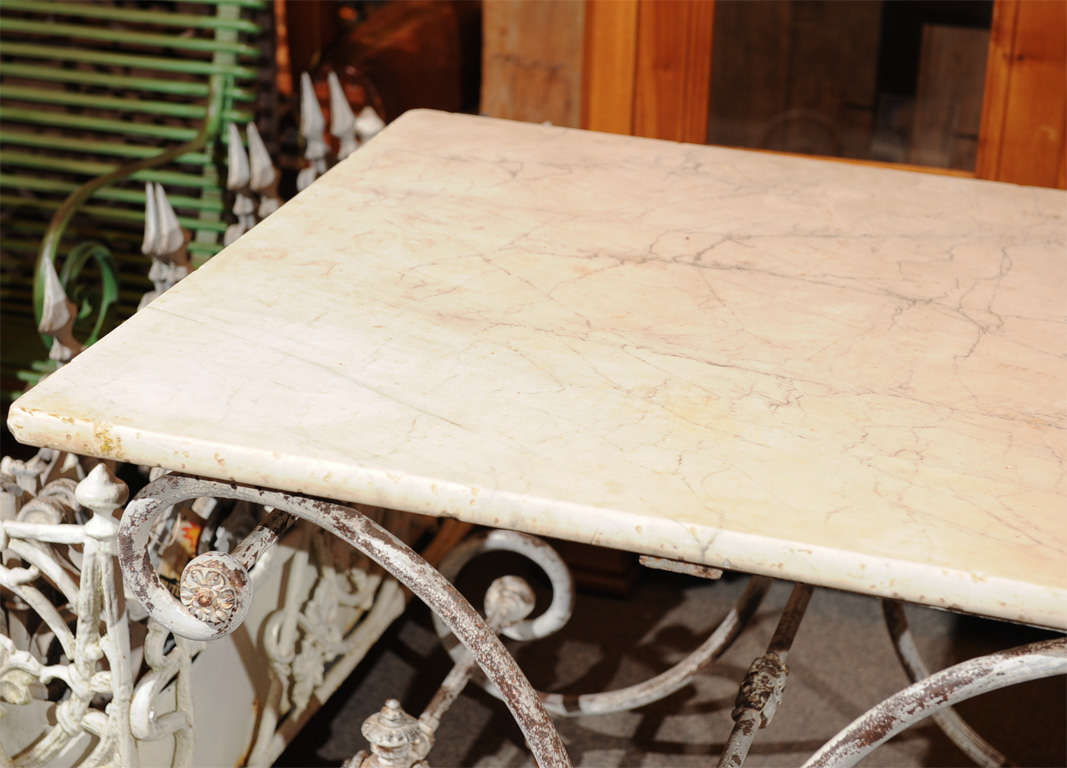 Iron French Marble Top Butcher/Pastry Table
