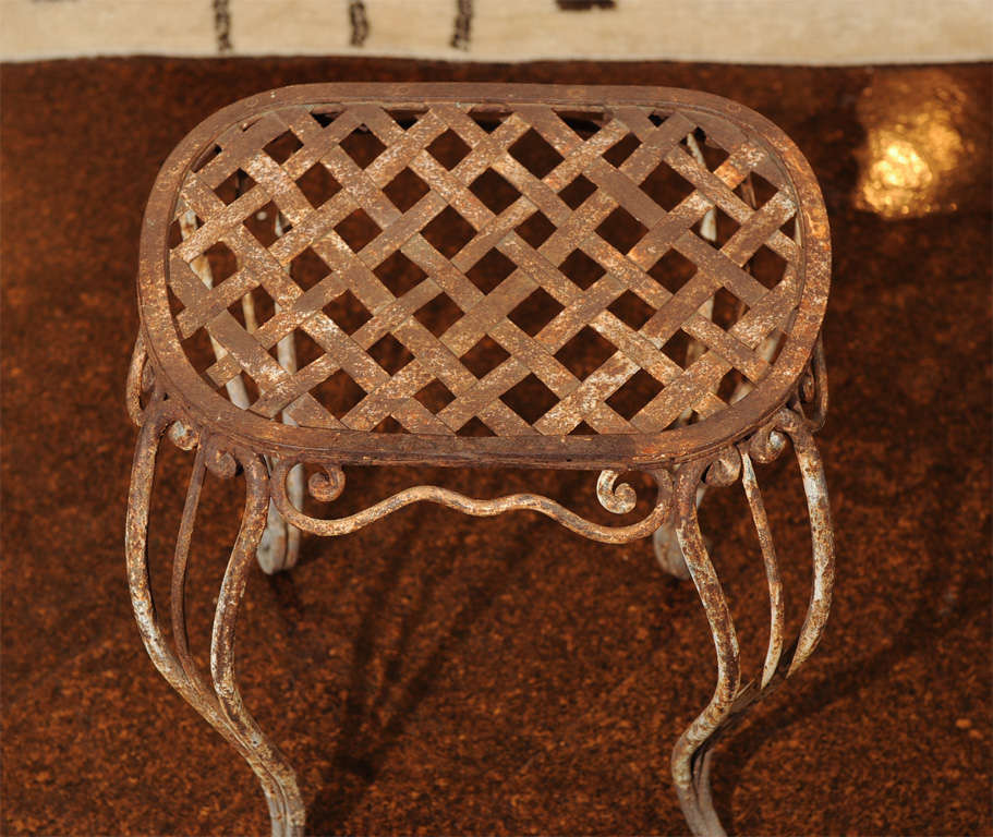 Pair of 19th Century French Iron Garden Stools For Sale 1