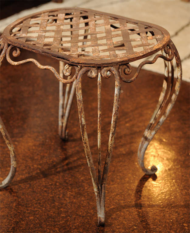 Pair of 19th Century French Iron Garden Stools For Sale 3