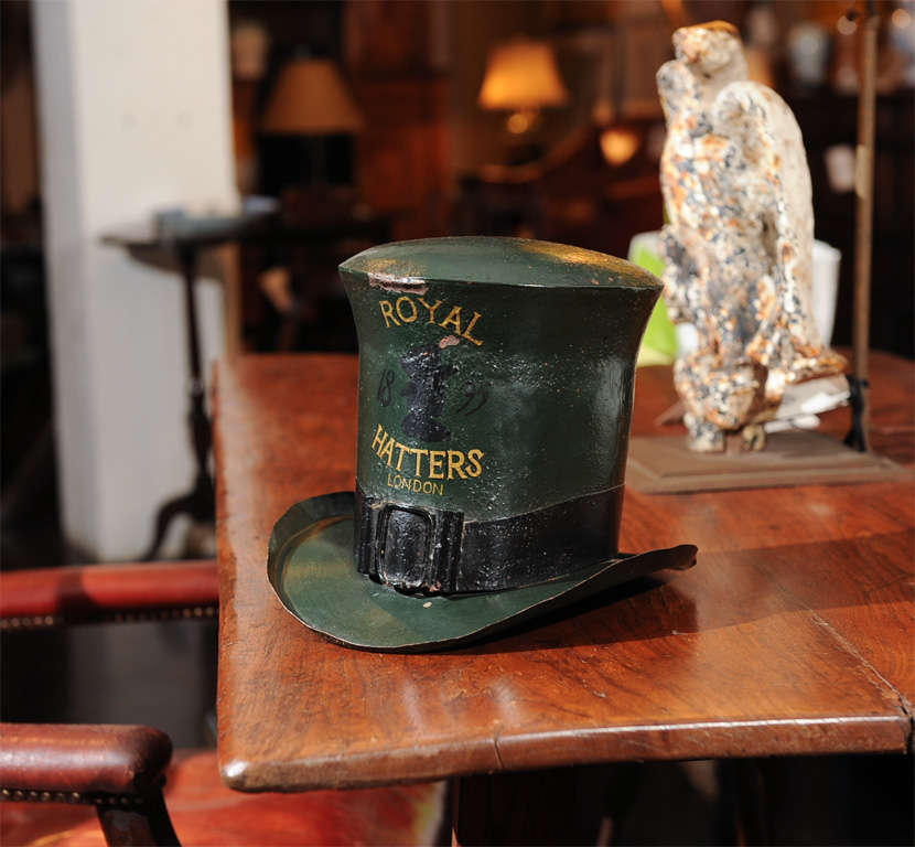 Green and Black Tole Painted Top Hat; 