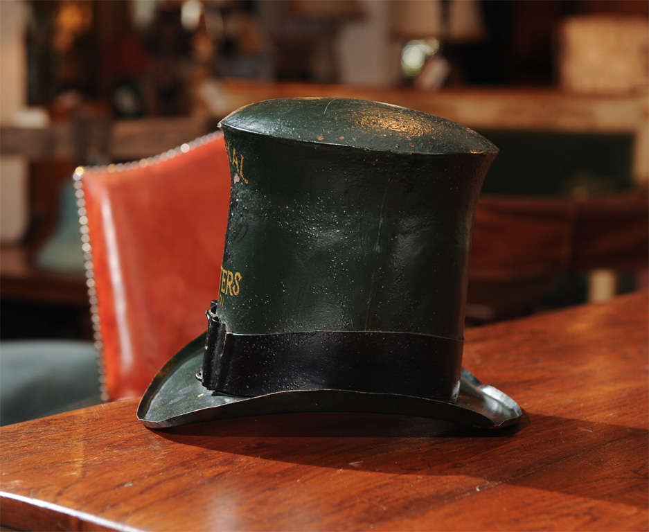 19th Century Green and Black Tole Painted Top Hat