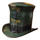 Antique Green and Black Tole Painted Top Hat