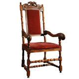 Early 19th c Swedish Baroque Style Carved Walnut Armchair
