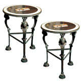 Pair of Empire Style Pietra Dura Marble Side Table
