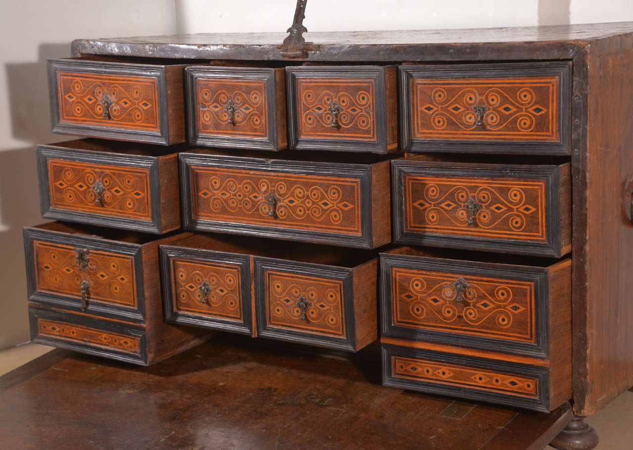 18th Century and Earlier 18th c. Spanish Bargueno or Vargueno Fall Front Desk or Storage Box