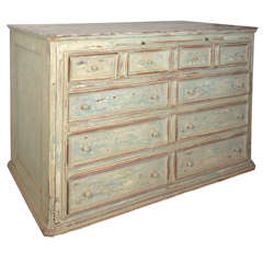 19th c. Spanish painted Sacristy Chest