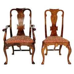 Antique An Exceptional Set of 14 Queen Anne Walnut Dining Chairs