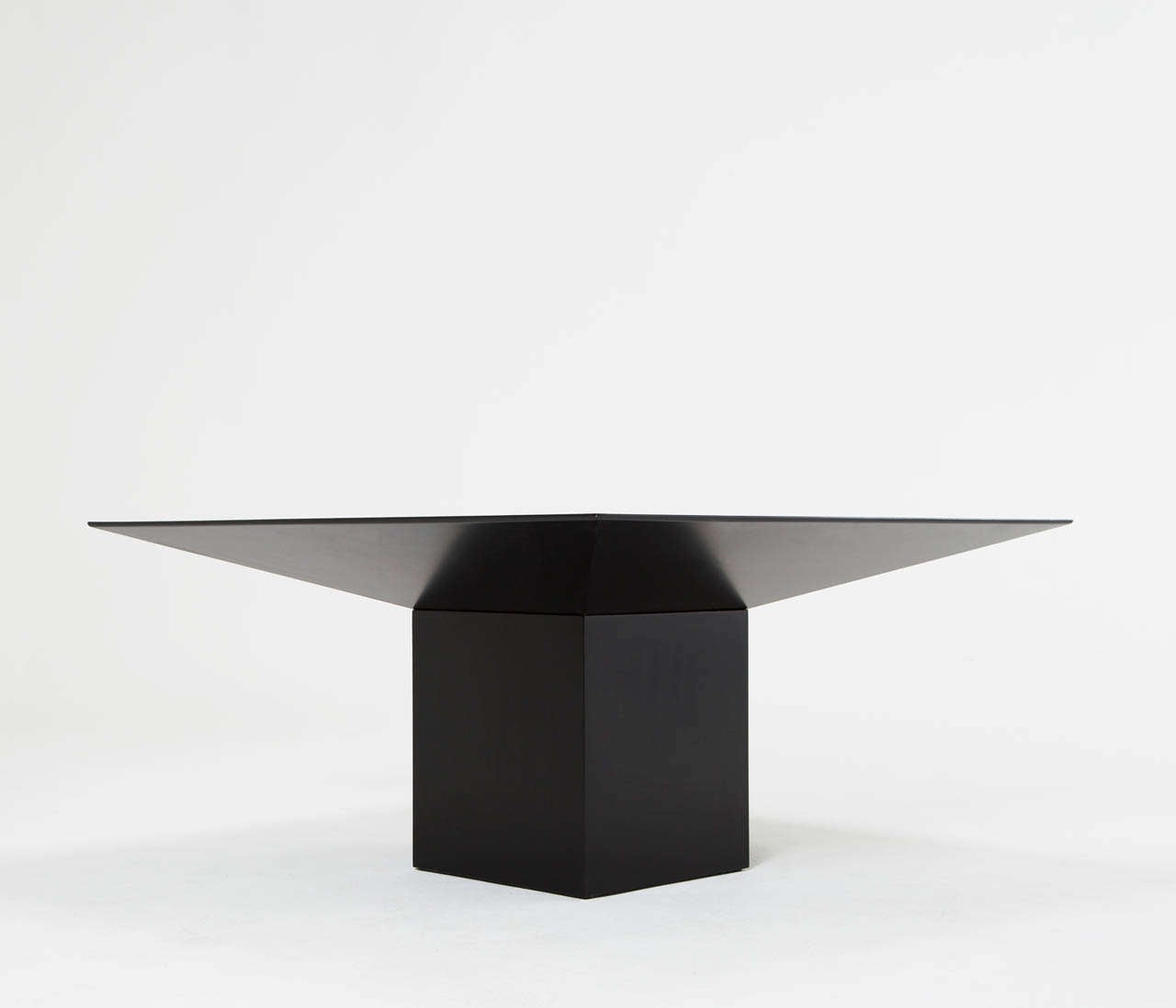 Mid-Century Modern Black Lacquered Square Rosenthal Pedestal Table