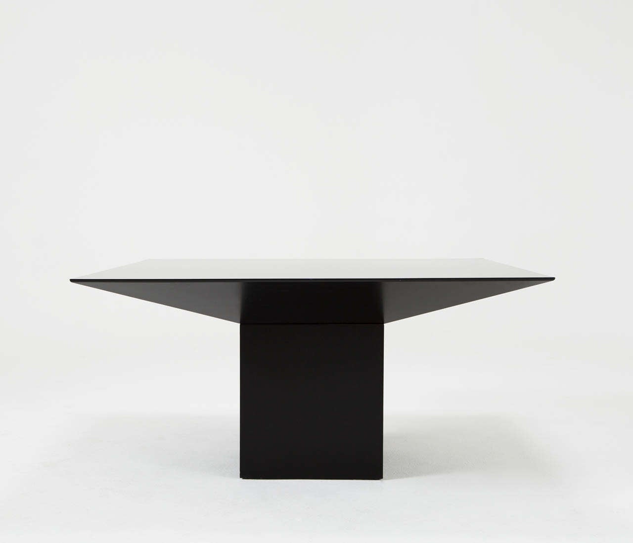German Black Lacquered Square Rosenthal Pedestal Table