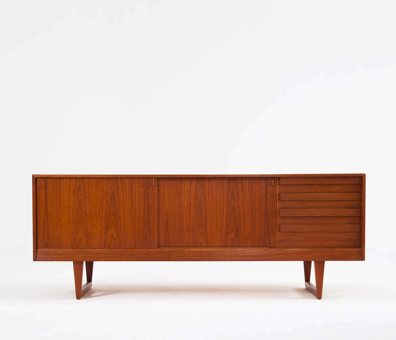 Danish Teak Credenza with Sled Base by Kurt Ostervig For Sale at 1stDibs