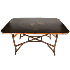 Lacquer Top Center Table on Bamboo Base