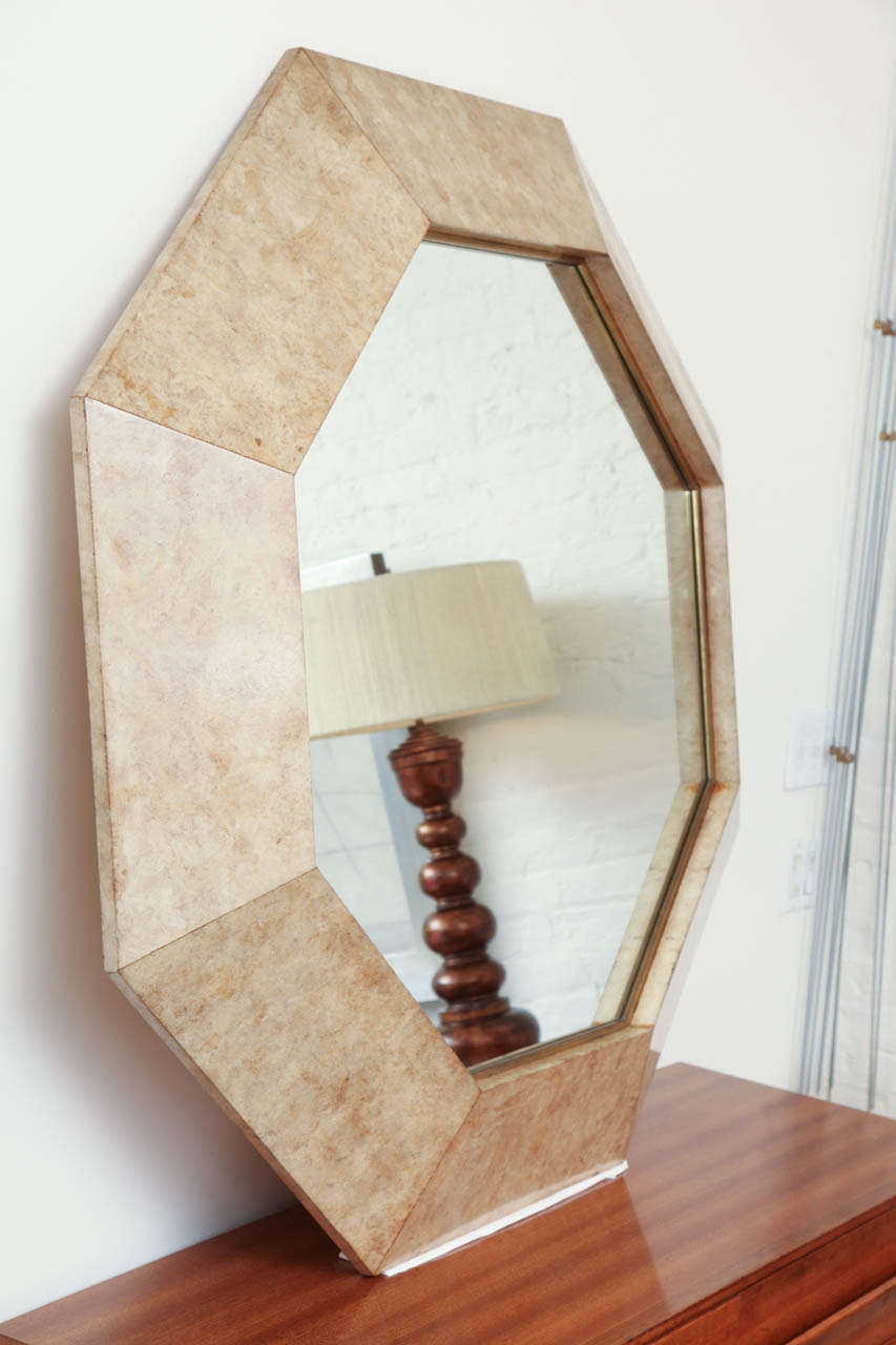 Large Octagonal Lacquered Parchment Mirror In The Style Of Karl Springer 1