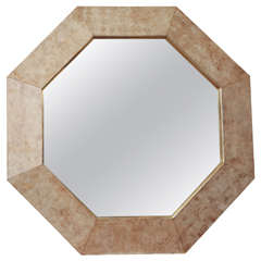 Large Octagonal Lacquered Parchment Mirror In The Style Of Karl Springer