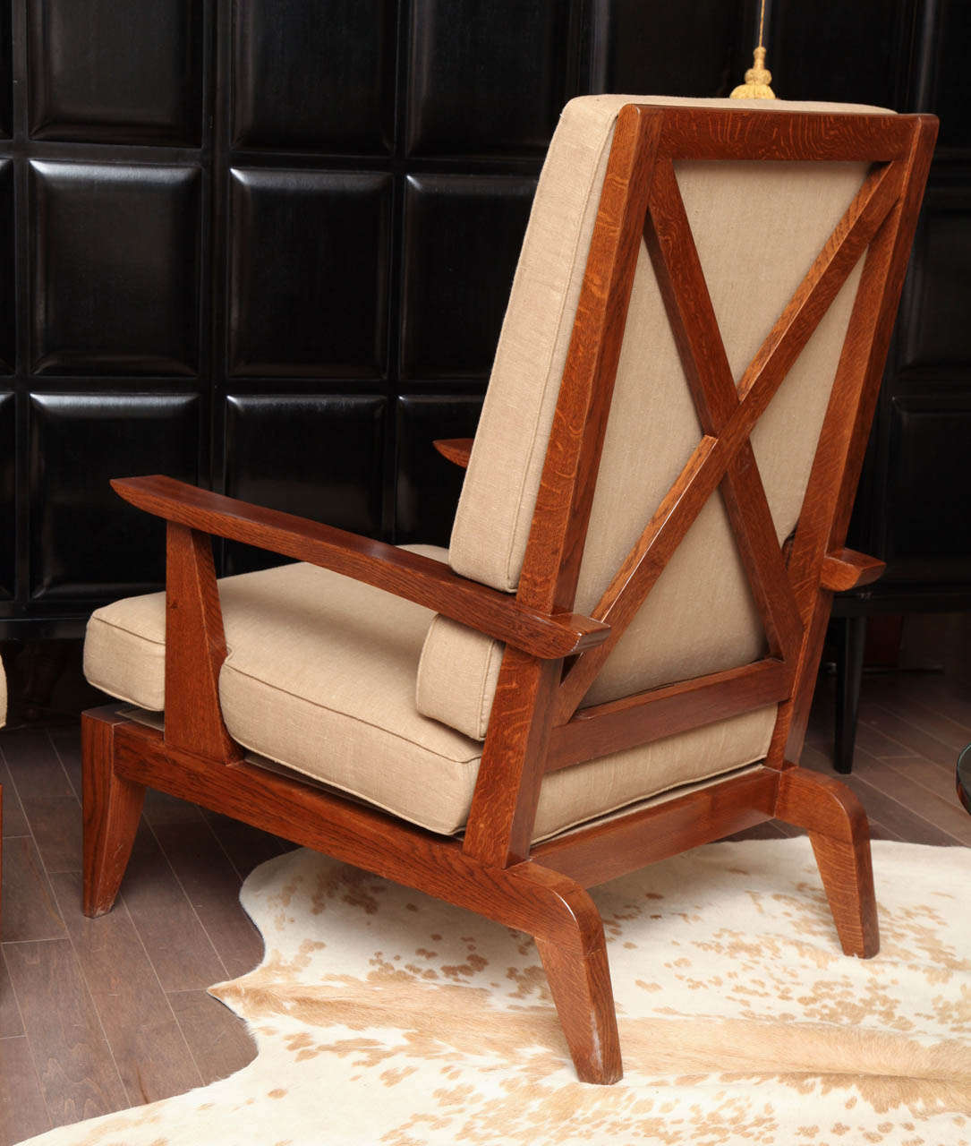 Pair Of Large Oak Armchairs, French C. 1940 5