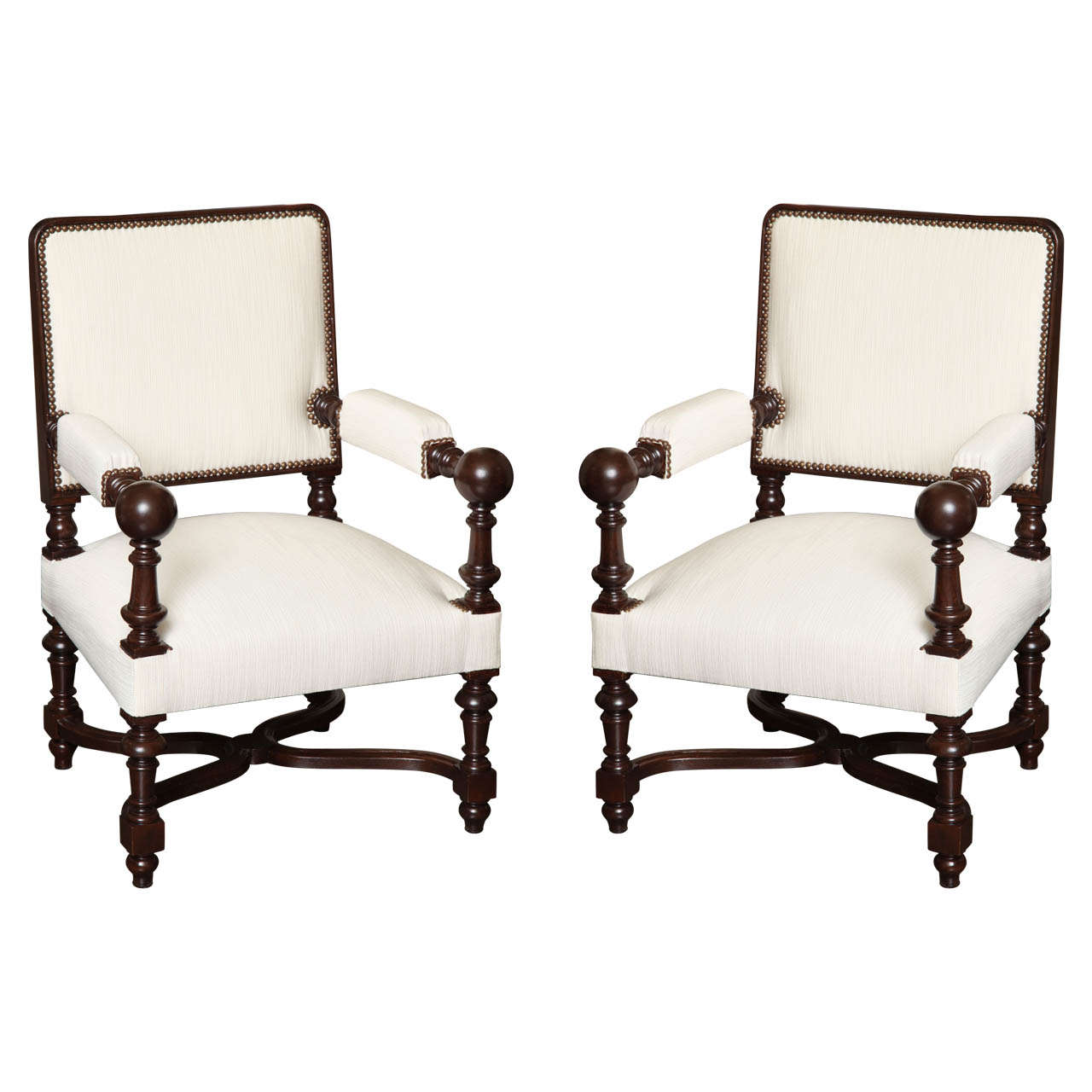 Pair Of Carved Hall Chairs, French 19th Century For Sale