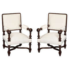 Pair Of Carved Hall Chairs, French 19th Century