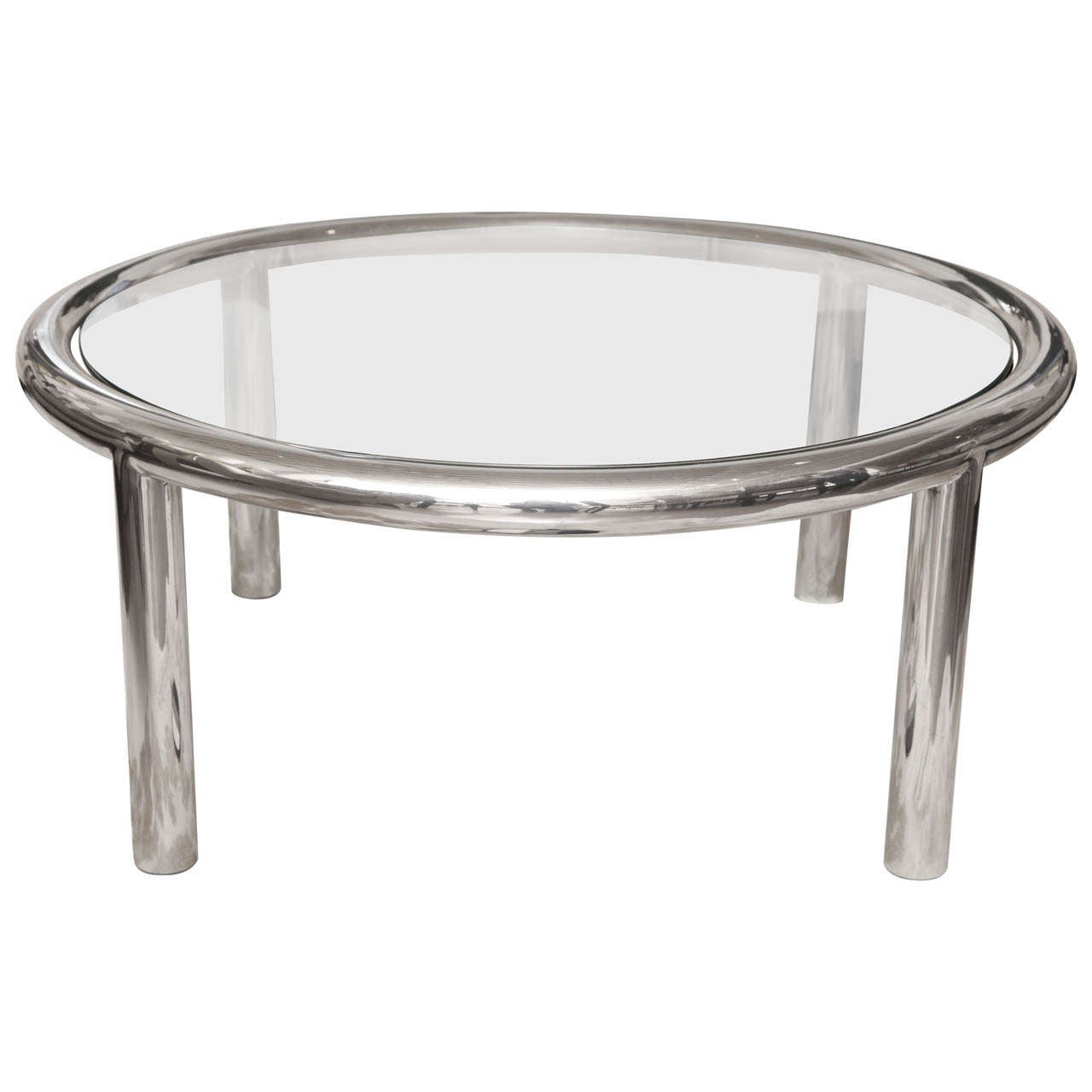 Aluminum And Glass Cocktail Table by John Masceroni circa 1970 For Sale