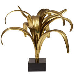 1970's Brass Palm Lamp att.Maison Jansen