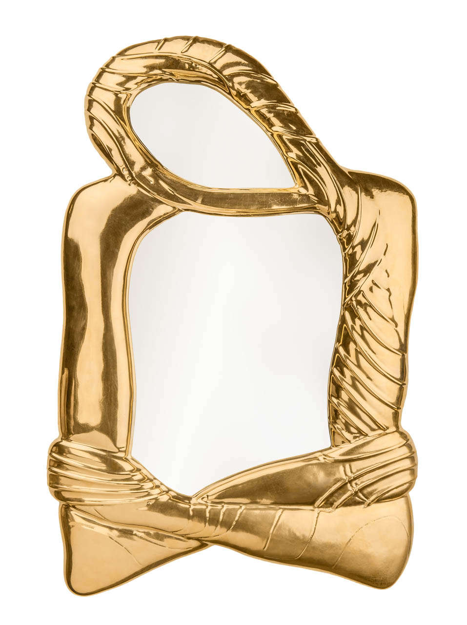 Beautiful gold ceramic mirror by Maylis Queyrat