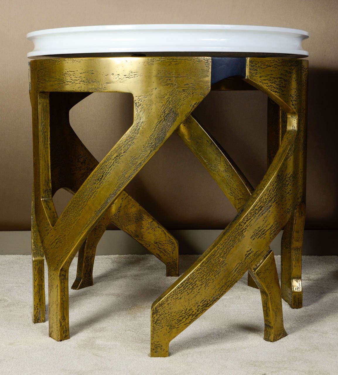 Lovely pedestal table by Charles Tassin.
Top in lacquered wood, base in metallized wood.
Color's top in choice according to the RAL color chart.
This pedestal is to order.
Manufacturing lead times is 6 to 8 weeks.