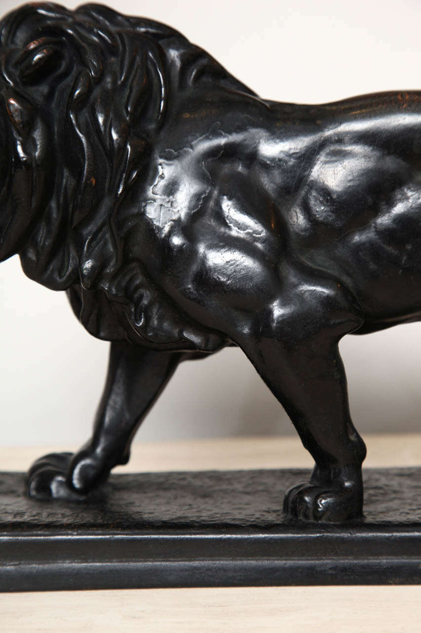 Late 19th Century Bronze Lion With Finely Chased Mane, Signed 'bayre' For Sale 2