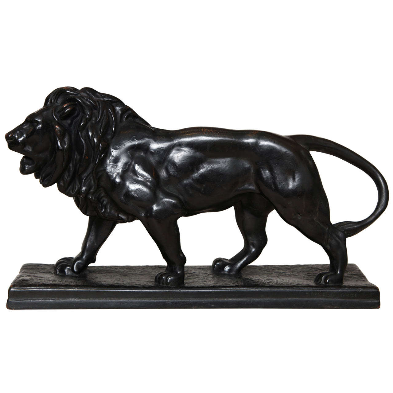 Late 19th Century Bronze Lion With Finely Chased Mane, Signed 'bayre' For Sale