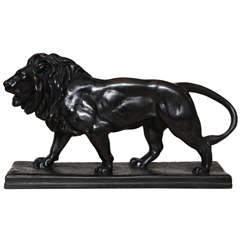 Late 19th Century Bronze Lion With Finely Chased Mane, Signed 'bayre'
