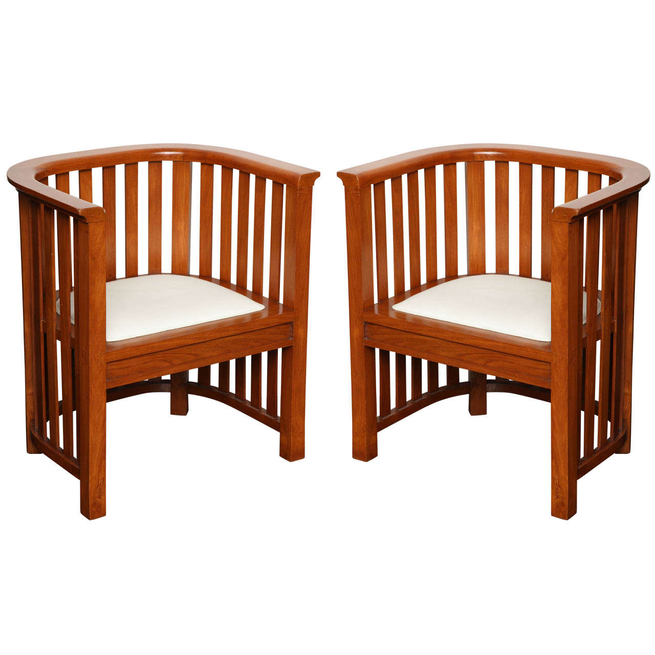 Pair of 20th Century Cherrywood Slatted Chairs For Sale