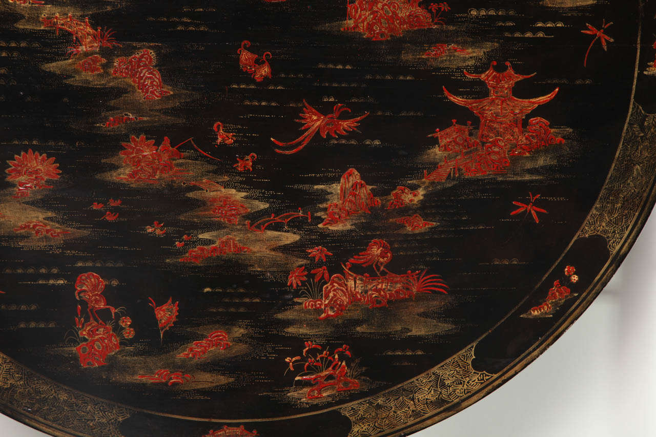 Mid-19th Century Chinese Export Black Chinoiserie Center Table 4