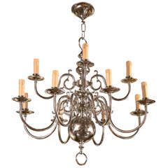 Nickel-Plated Brass Chandelier 4