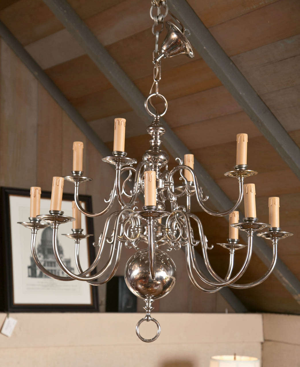 NickelPlated Brass Chandelier at 1stDibs