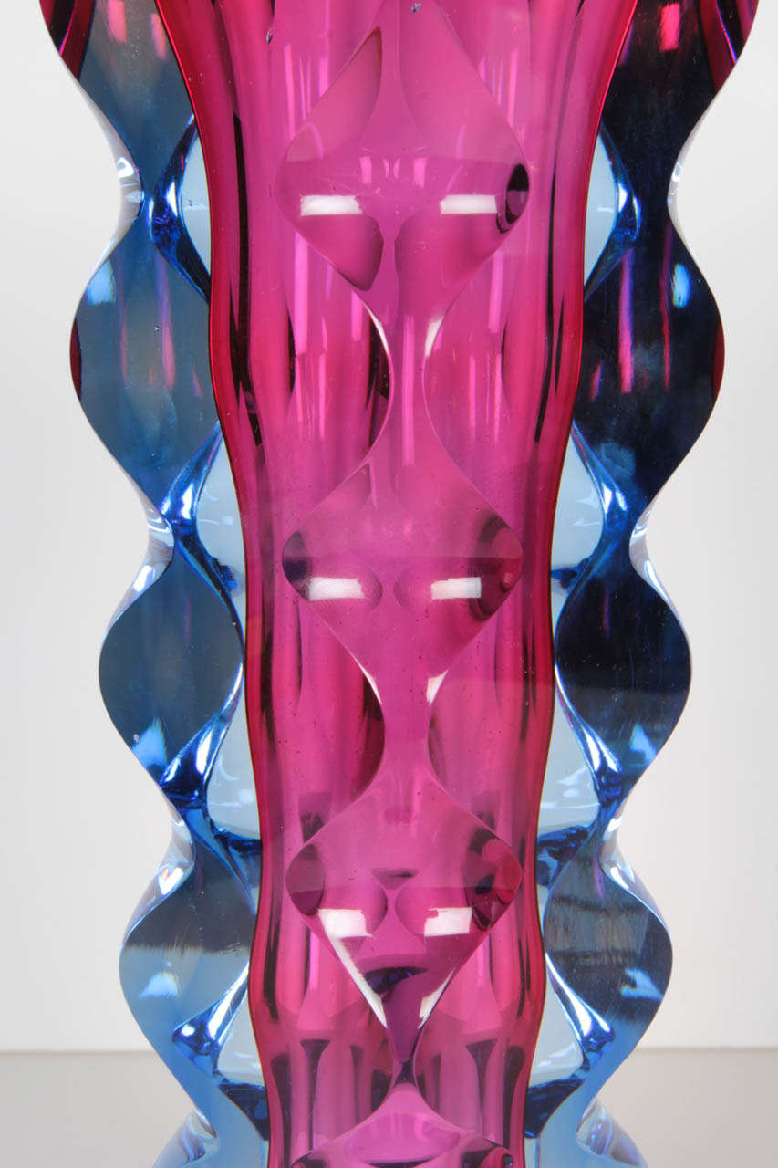 Pink & Blue Sommerso Vase by Oldrich Lipsky In Excellent Condition In New York, NY